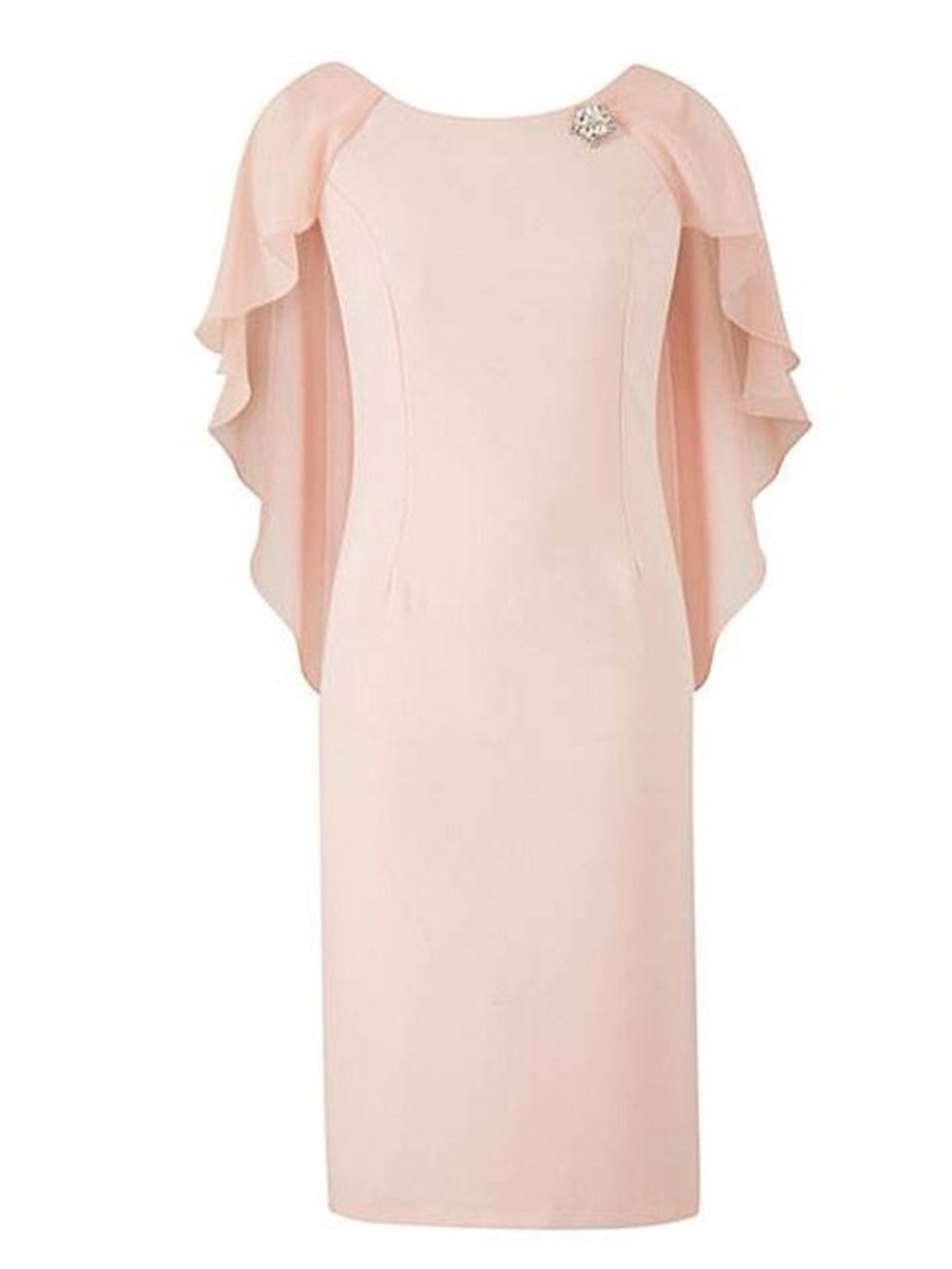 Joanna Hope Brooch Detail Chiffon Cape Dress Blush Pink Sz 22
